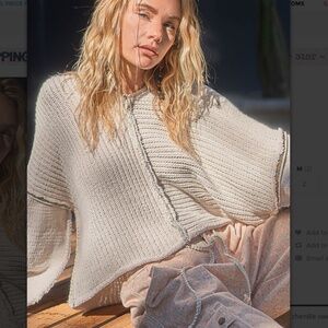 POL Cream V-Neck Sweater